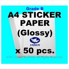 x50pcs A4 STICKER PAPER (Glossy) Grade B Creative Fun Label Stickers