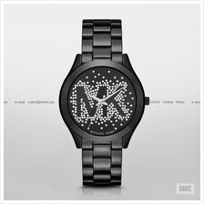 MICHAEL KORS MK3589 Classic 3-hand MK Logo Glitz SS Bracelet Black