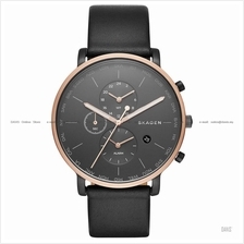 SKAGEN SKW6300 Men's Hagen World Time Alarm Leather Strap Black