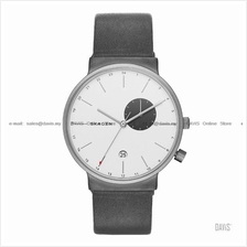 SKAGEN SKW6319 Men's Ancher Dual Time Date Leather Strap Grey