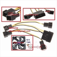 4pin Molex Male to 4x 12V 3pin Male Computer Case Fan Power Splitter
