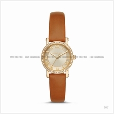 MICHAEL KORS MK2697 Petite Norie 3-hand Glitz Leather Strap Gold Tan