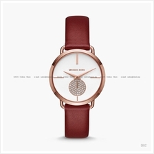 MICHAEL KORS MK2711 Portia Glitz Small-Second Leather Strap Red
