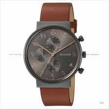SKAGEN SKW6418 Men's Ancher Chronograph Leather Strap Brown