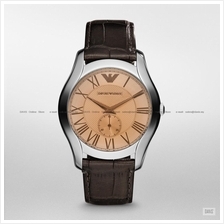 EMPORIO ARMANI AR1704 Men's Classic Small-Second Leather Strap Brown