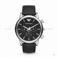 EMPORIO ARMANI AR1828 Men's Classic Chronograph Leather Strap Black