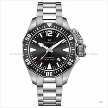 HAMILTON H77605135 Men's Khaki Navy Frogman Auto SS bracelet black