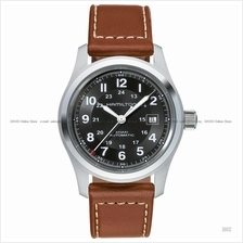HAMILTON H70555533 Men's Khaki Field Auto 42mm date leather black brow