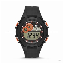 SKECHERS Watch SR1092 Men's Digital Sport Silicone Strap Black Orange