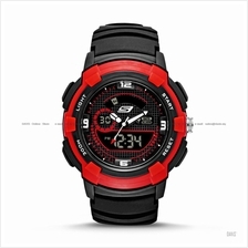 SKECHERS Watch SR1074 Men's Digital Negative Silicone Strap Black Red