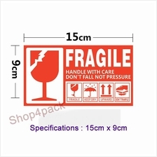 50 Warning Fragile Sticker 15cm X 9cm , For Carton Box , Courier Bag