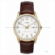TIMEX TW2R65100 (M) Easy Reader Signature Date leather white brown SE