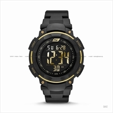SKECHERS Watch SR1019 Men's Digital Negative Silicone Black Gold