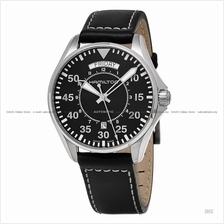 HAMILTON H64615735 Men's Khaki Aviation Pilot Day Date Auto Leather