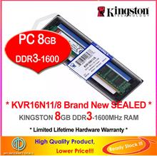 KINGSTON 8GB DDR3-1600 DESKTOP PC RAM Memory (KVR16N11/8)