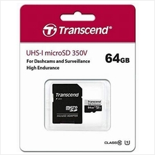 TRANSCEND 350V 64GB TF HC10 UHS-I + ADAPTER SD MEMORY CARD (TS64GUSD35..