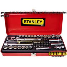 STANLEY 46 pcs A/F & Metric 1/4” & 3/8” Drive Socket Set 89-516