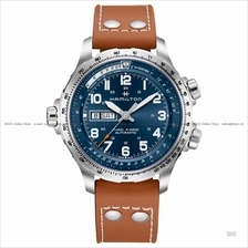 HAMILTON H77765541 Khaki Aviation X-Wind Day Date Auto Leather Blue