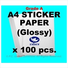 x100pcs A4 STICKER PAPER (Glossy) Grade A HIGH QUALITY Label Stickers