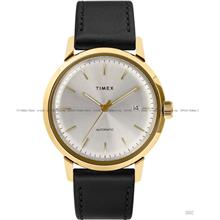 TIMEX TW2T64900 (M) Marlin Automatic Date Leather Strap Silver Black