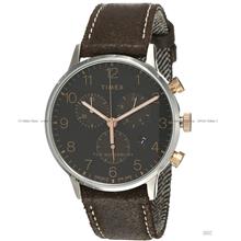 TIMEX TW2T71500 (M) Waterbury Classic Chronograph Leather Black Brown