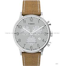 TIMEX TW2T71200 (M) Waterbury Classic Chronograph Leather Silver Tan