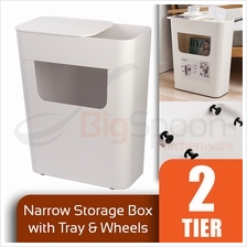 BIGSPOON SB00033 Designer 2-Tier Narrow Storage Box Coffee Table