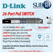 D-Link DES-F1026P-E 26 Port Gigabit Switch 24 Long Reach 250m PoE SFP
