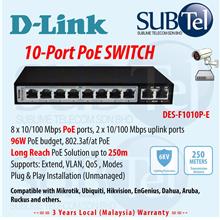 D-Link DES-F1010P-E 10 Port 10/100 Long Range PoE+ Surveillance Switch