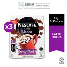 NESCAFÃ‰ Latte Mocha Coffee 15 Sticks 31g Each x3 packs