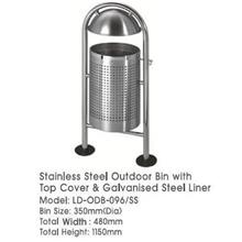 Stainless Steel Round Bin Flip Top 350mm(Dia) x 1150mm(H) LDODB096SS