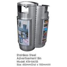 Stainless Steel Advertisement Bin 450mm(Dia) x 1100mm(H) ATB164SS