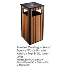 Powder Coating+Wood Round Waste Bin Ashtray Inner 350Wx810H LDWOSQ247W