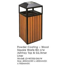 Powder Coating+Wood Round Waste Bin Ashtray Inner 400Wx950H LDWOSQ246W