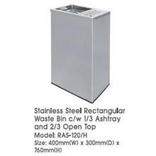 Stainless Steel Rectangular Waste Ashtray Open 400WX300DX760H RAS120H