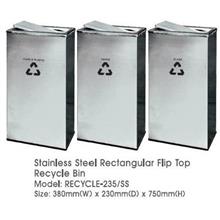 Stainless Steel Rectangular Flip Top Recycle Bin 3in1 Recycle 235SS