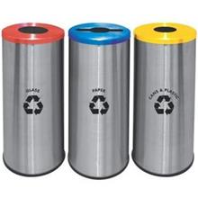 Round Recycle Bins 3 in 1 c/w S/S Body & Mild Steel Cover 295Diax760H
