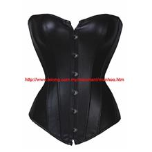 Black Hook Leather Bustier Corset Lingerie Costume YH7113