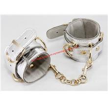 Silver Leather Wrist Hand Strap Buckle Lock Bracelet Chain 