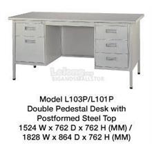 Steel Desk Double Pedestal With Steel Top L101P 6' L103P 5'