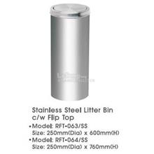 Stainles Steel Round Litter Bin Flip Top RFT063SS 600mm RFT064SS 760mm