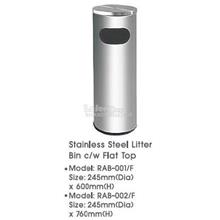 Stainless Steel Litter Bin Round Flat Top RAB001F 600mm RAB002F 760mm 