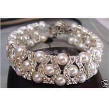 27 Colour Choices 18KGP Diamond Swarovski Pearl Bracelet Cuff Gelang 