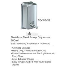 Stainless Steel Soap Dispenser SD188SS 500ML 95Wx55Dx170H MM QQ