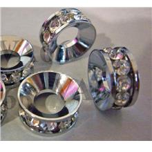 18KGP Rhinestone Diamond Silver Separators Fits European Bracelet Bead