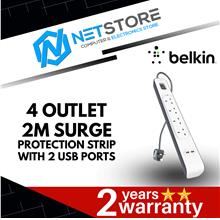 BELKIN 4 OUTLET 2M SURGE PROTECTION STRIP WITH 2 USB PORTS