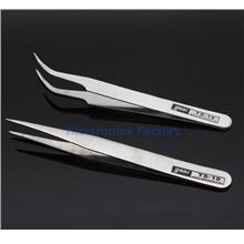 1 set Nonmagnetic Stainless Steel Curved Straight Tweezers