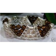 Colour Choices 18KGP Swarovski Pearl n Crystal Bracelet