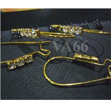 DIY 2pairs Gold Rhinestone Kidney Wire Earring Hooks Shepard Earring H..