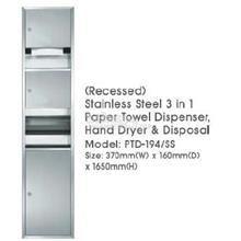 3In1 Dispenser,Hand Dryer & Disposal PTD194SS 370Wx160Dx1650H